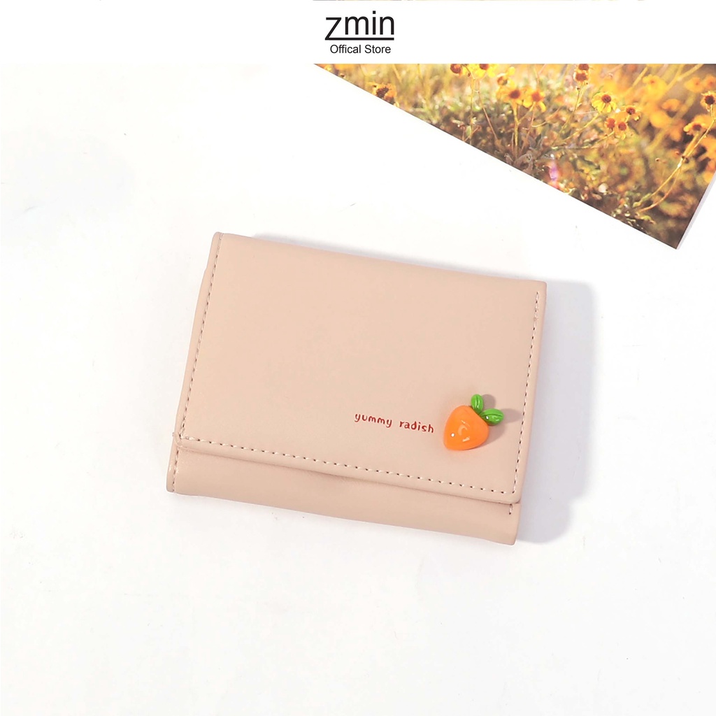 Ví bóp nữ ngắn mini cầm tay Zmin, chất liệu da cao cấp có thể bỏ túi - V044