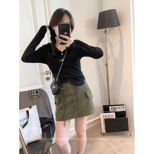 Áo Hoodie Lửng Tay Dài Dáng Ôm Phong Cách Hàn Quốc Thời Trang Mùa Thu Mới Dành Cho Bạn Nữ