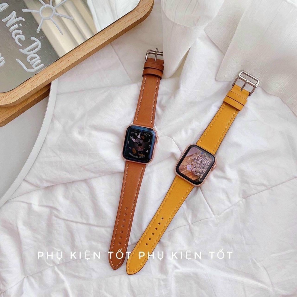 Dây da Apple watch nhiều màu full series 7/SE/6/5/4/3/2 cho các bạn nữ