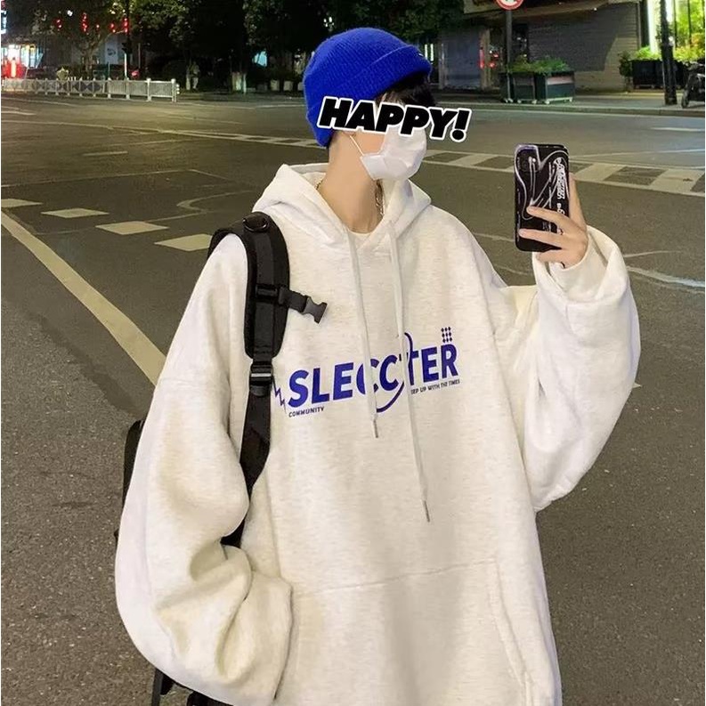 Áo Hoodie Cotton Dày Dáng Rộng In Chữ vibe American Thời Trang Đường Phố Cho Nam