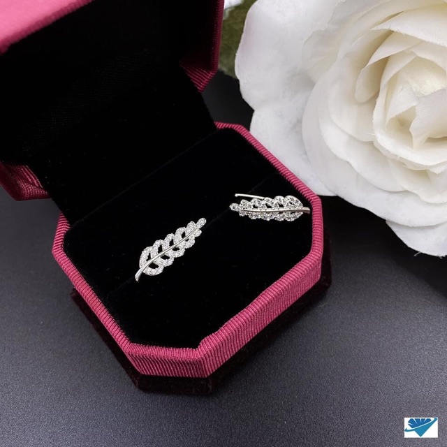 KHUYÊN TAI BẠC HÌNH LÁ CAO CẤP