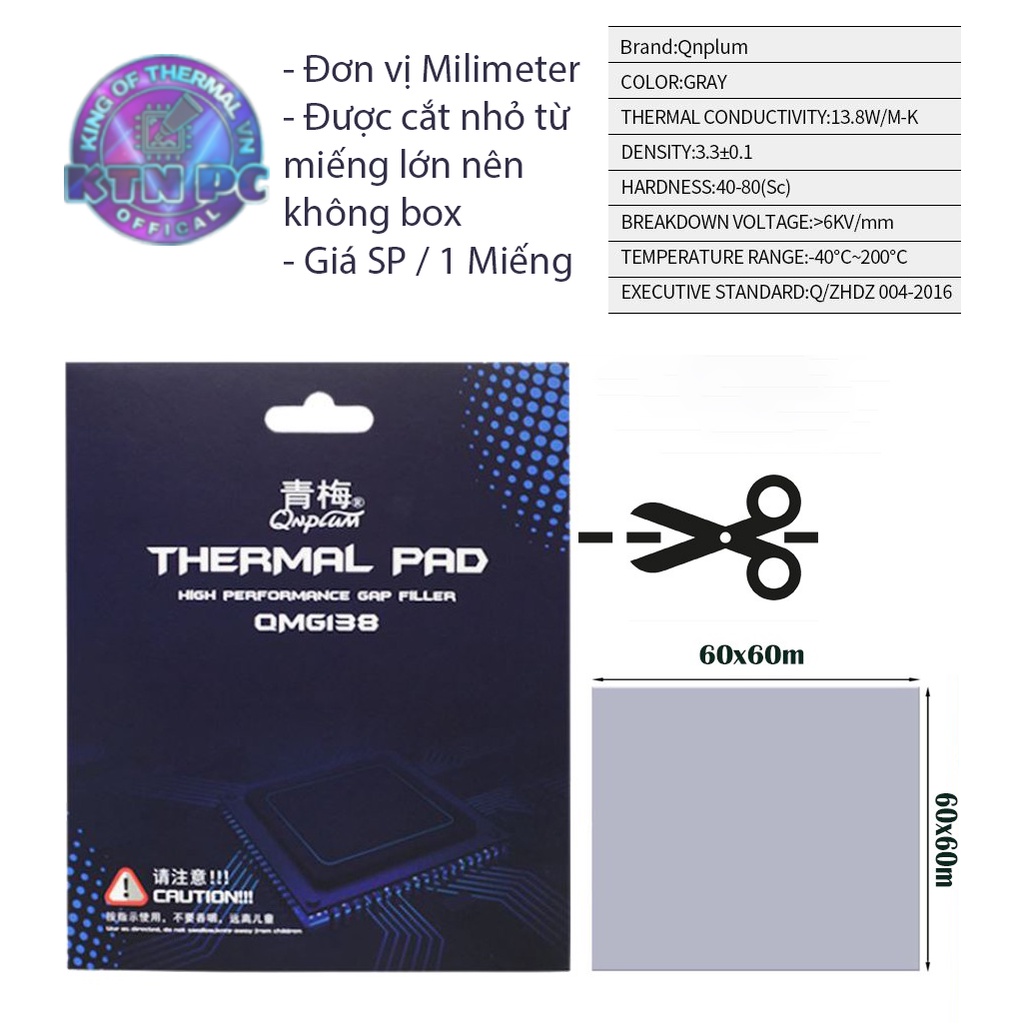 Miếng Tản Nhiệt Thermal Pad QNPLUM 138 (13.8w/mk)