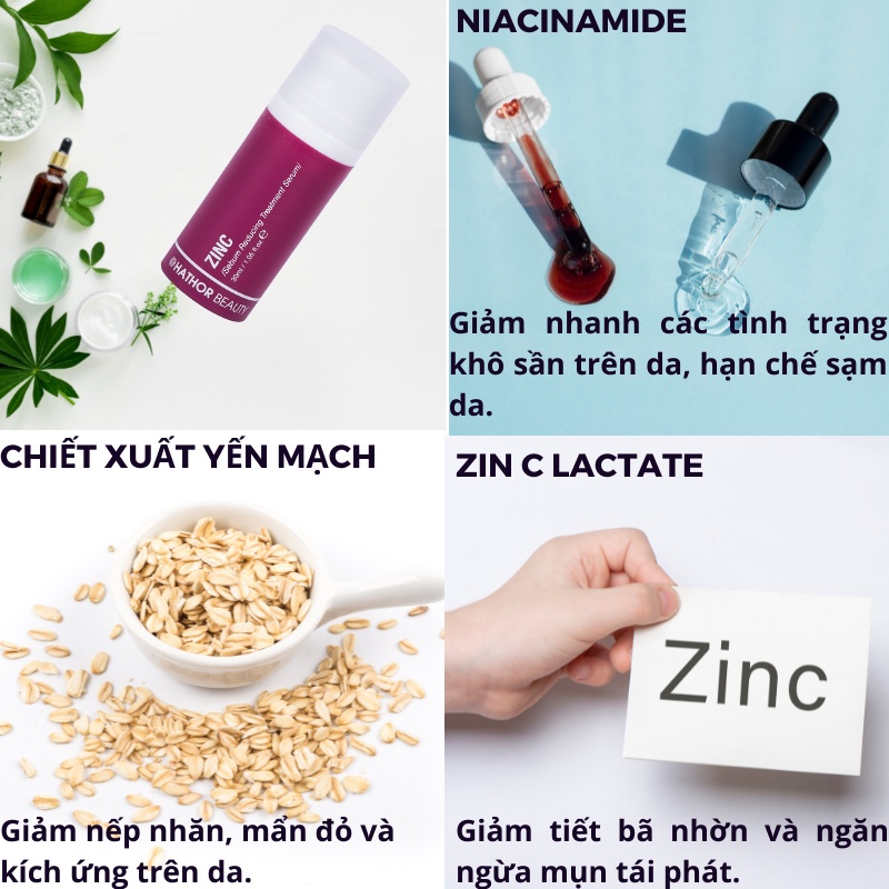 Tinh chất kiềm dầu giảm mụn Zin C 1% Hathor Beauty 30ml giúp sáng da ngừa mụn hiệu quả chính hãng