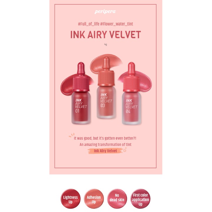 [Hàng mới về] Son kem nhung mềm mịn nhanh khô Peripera Ink The Airy Velvet có 15 màu tuỳ chọn | BigBuy360 - bigbuy360.vn