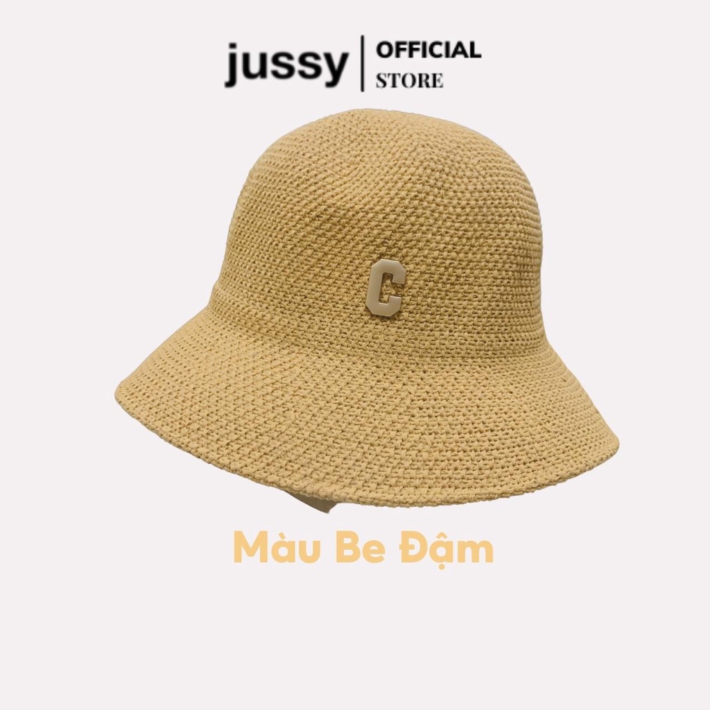 Nón Cói Chữ C Mũ Len Rộng Vành Nữ Jussy Fashion Kiểu Mũ Tai Bèo Vành Cụp Phong Cách Vintage Chất Len Đan Dày