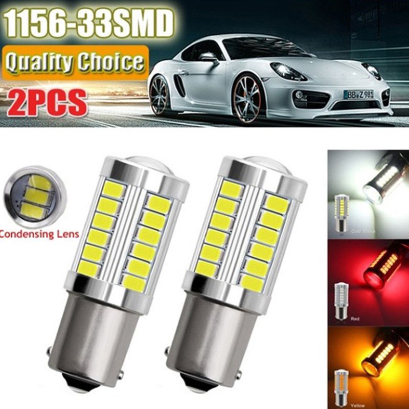 Set 2 Bóng Đèn Led 1156 Ba15S P21W 33 Led 5630 5730 Smd Ánh Sáng Trắng / Vàng / Đỏ Dành Cho Ô Tô Màu Sắc