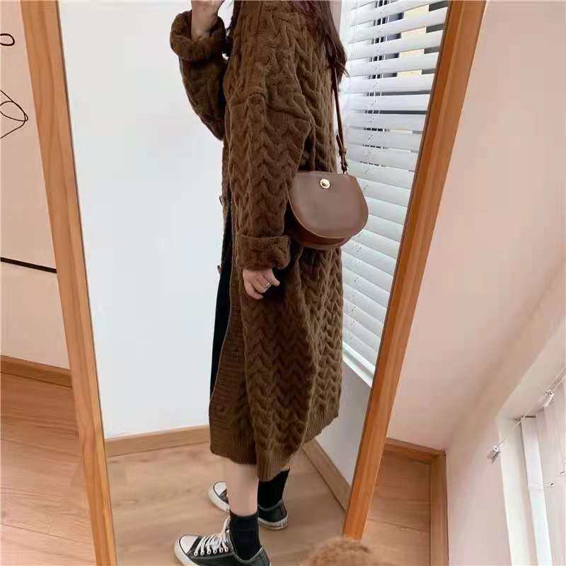 Áo Khoác Len Cardigan Dày Dặn Dáng Dài Rộng Thời Trang Thu Đông