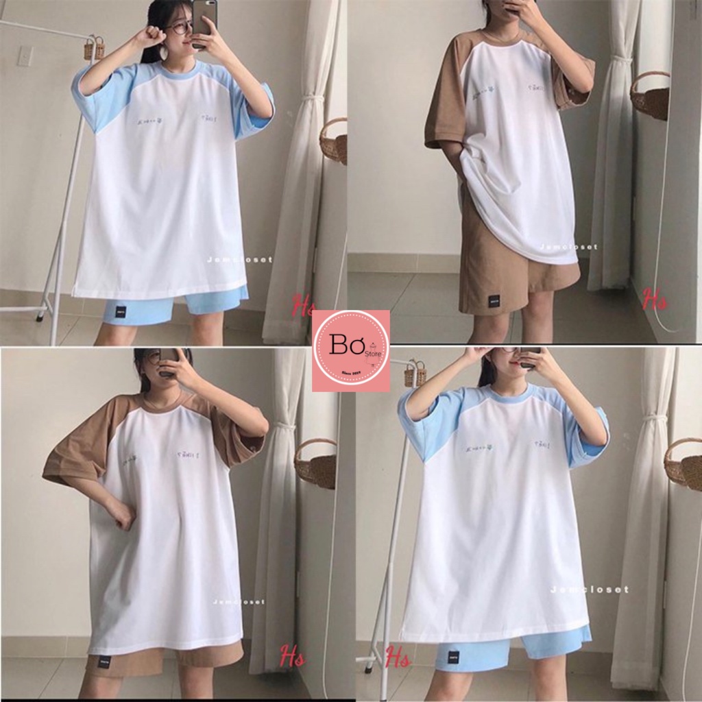 [Có video Và Ảnh Thật] Bộ Đùi Áo Phông In Chữ Hàn Zaclang Chất Liệu Cotton - HÀNG XỊN - Bơ Store