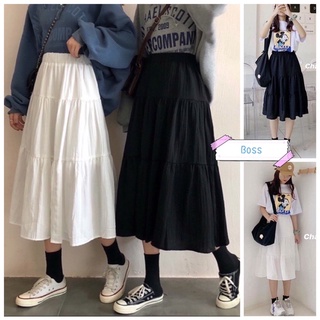 Chân Váy Voan Dáng Dài 🦋 Váy Nữ Đen Trắng 3 Tầng Xoè Xinh 🦋
