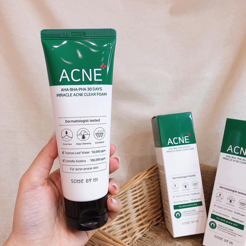 Sửa Rửa Mặt giảm mụn và dầu ACNE Some By Mi AHA-BHA-PHA 30 Days Miracle Acne Clear Foam