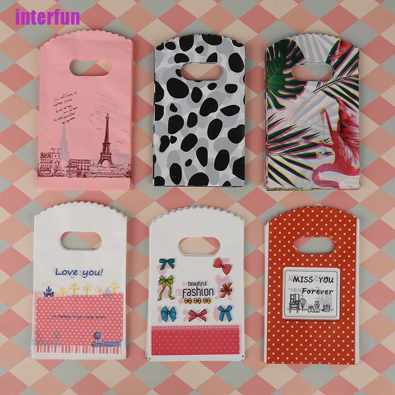 Bộ Túi Nhựa Mini 50 9x15cm Có Tay Cầm Sử Dụng Cho Cửa Hàng