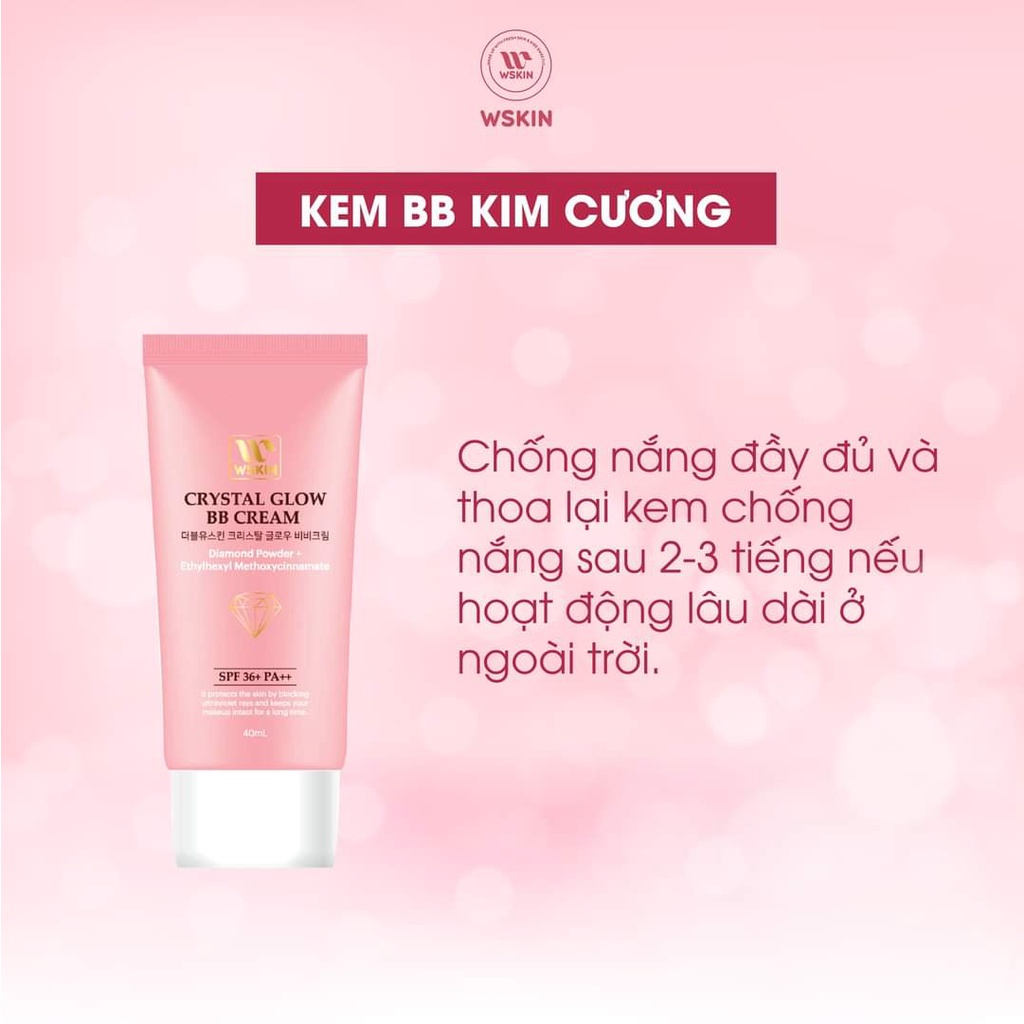 Kem nền kim cương Wskin Crystal Glow BB Cream SPF36+ PA++