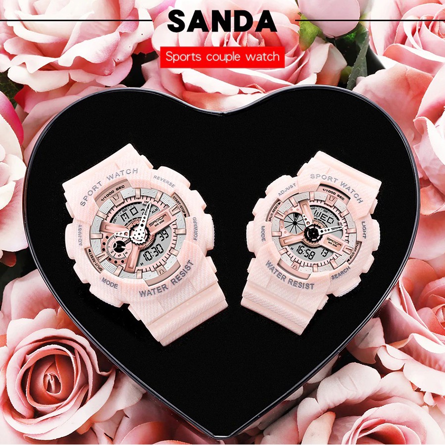 Đồng Hồ Cặp Đôi SANDA JAPAN RILEY, Chạy 2 Máy Cao Cấp Của Nhật, Chống Nước Rất Tốt