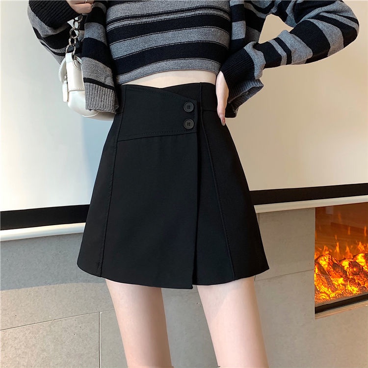 Quần Short Lưng Cao Ống Rộng Màu Sắc Đơn Giản Cho Nữ