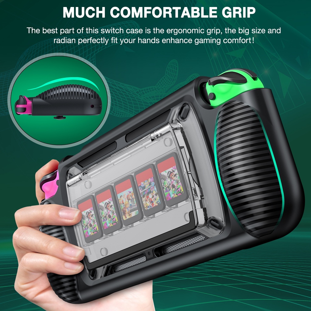 Protective Cover For Nintendo Switch Case Shell Console Anti-fall Shockproof Protective Case with 7 Game Cards Storage Slots
