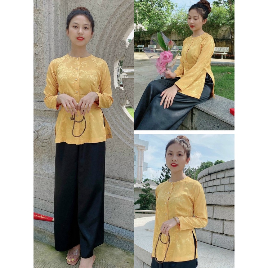[LẺ ÁO VÀ QUẦN] Áo bà ba đi chùa vải gấm hoa, đi lễ, tết, sang trọng quý phái mang phong cách cổ điển