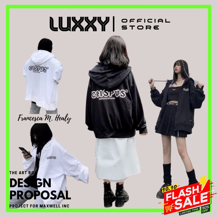 Áo khoác hoodie unisex dáng rộng dưới 85kg nỉ bông cotton - Luxxy Store - Áo khoác hoodie CRISPUS