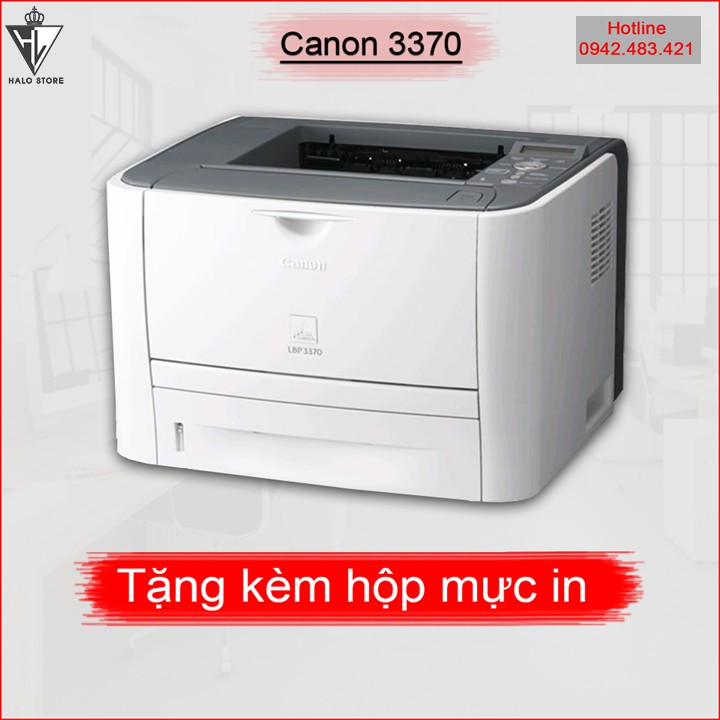 [Ảnh thật]  Máy in cũ hai mặt Canon LBP 3370 khổ A4 + Tặng kèm hộp mực mới + dây nguồn + cáp kết nối