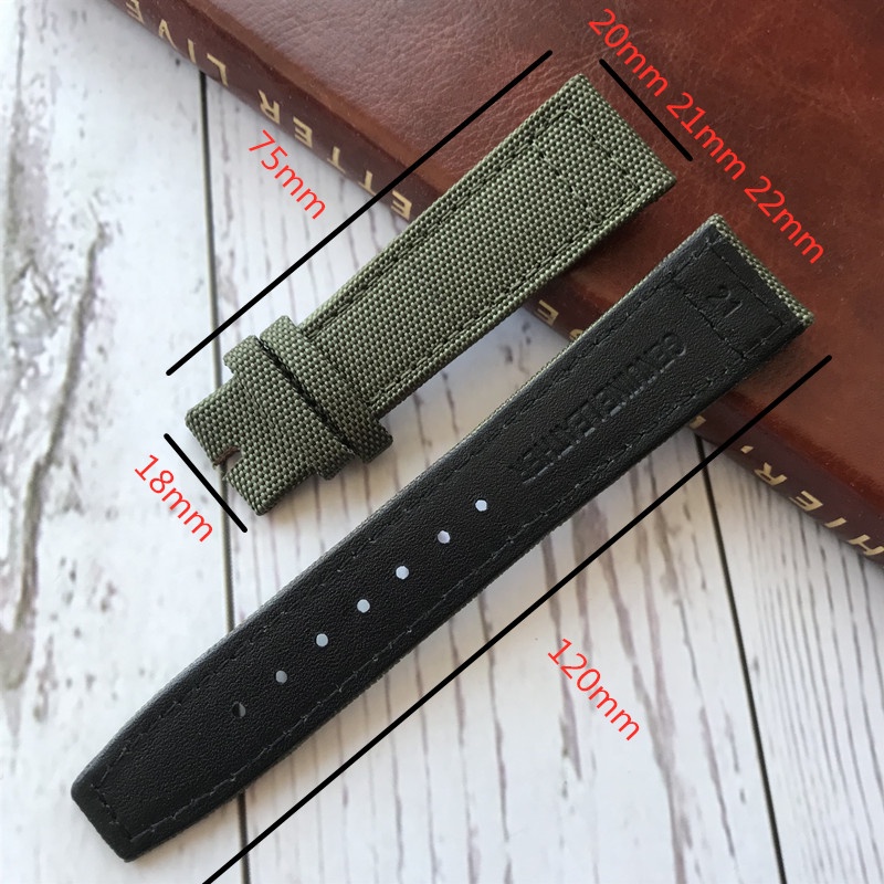 IWC thay thế IWC IWC Pilot Bồ Đào Nha Dây đeo bằng da Nylon canvas Dây đeo đồng hồ 20 21 22mm Nam