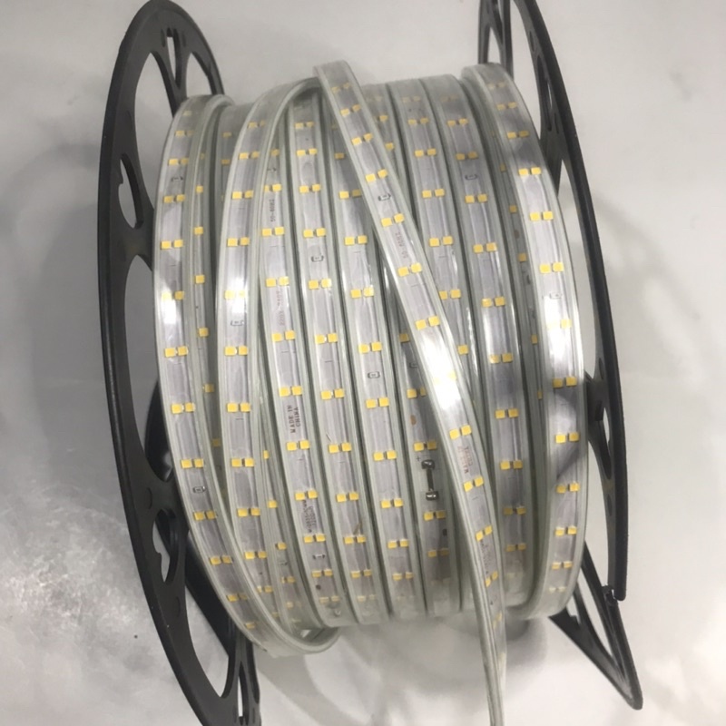 Led dây đôi 2835 hắt trần trang trí ngoài trời, đèn led dây 220v màu trắng vàng xanh dương