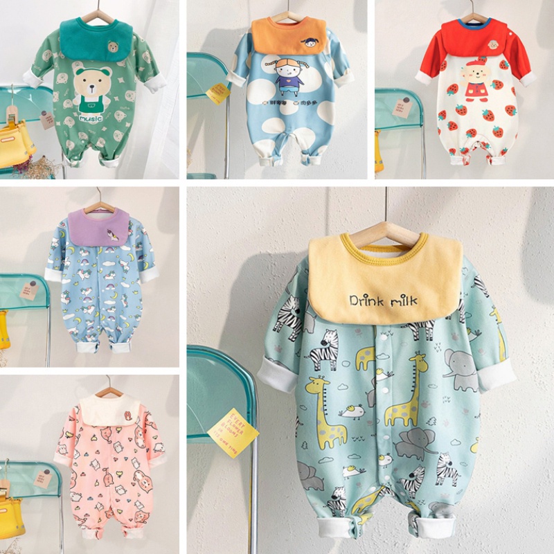 Bộ áo liền quần chất liệu polyester mềm mại thoải mái cho bé 0-3 tuổi