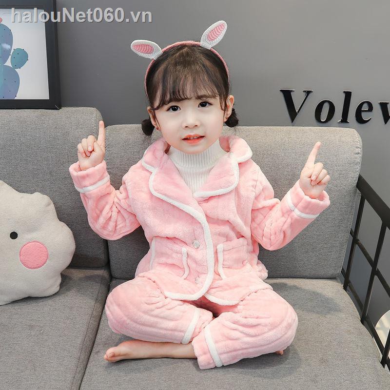 Bộ đồ ngủ lông cừu san hô đáng yêu cho bé gái
