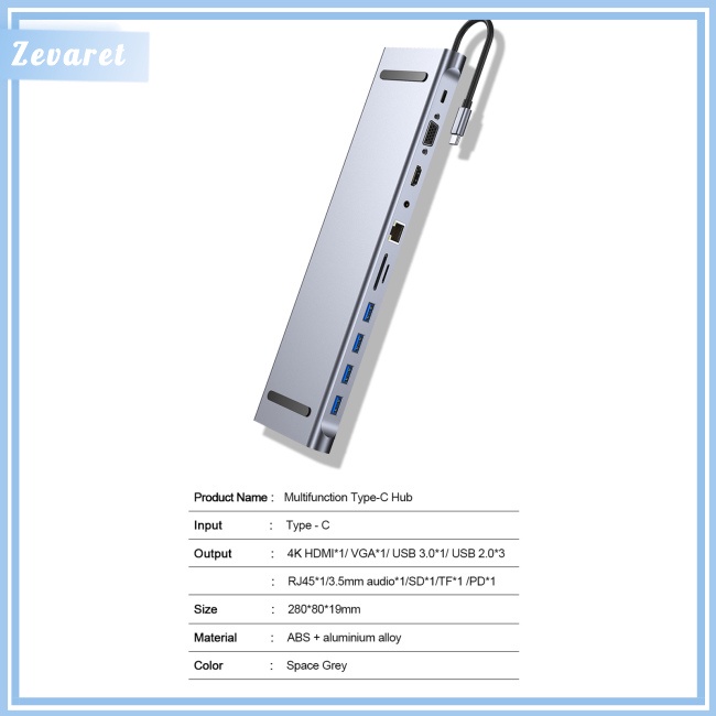 Thiết Bị Chia Cổng Type-c 11 Trong 1 Đa Năng Tiện Dụng