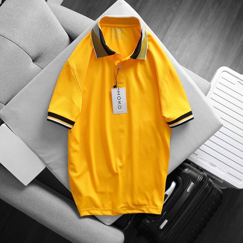 Áo Polo nam cổ bẻ phối in chìm chữ LV form ôm dáng đẹp chất vải thun lạnh cotton mát mẻ
