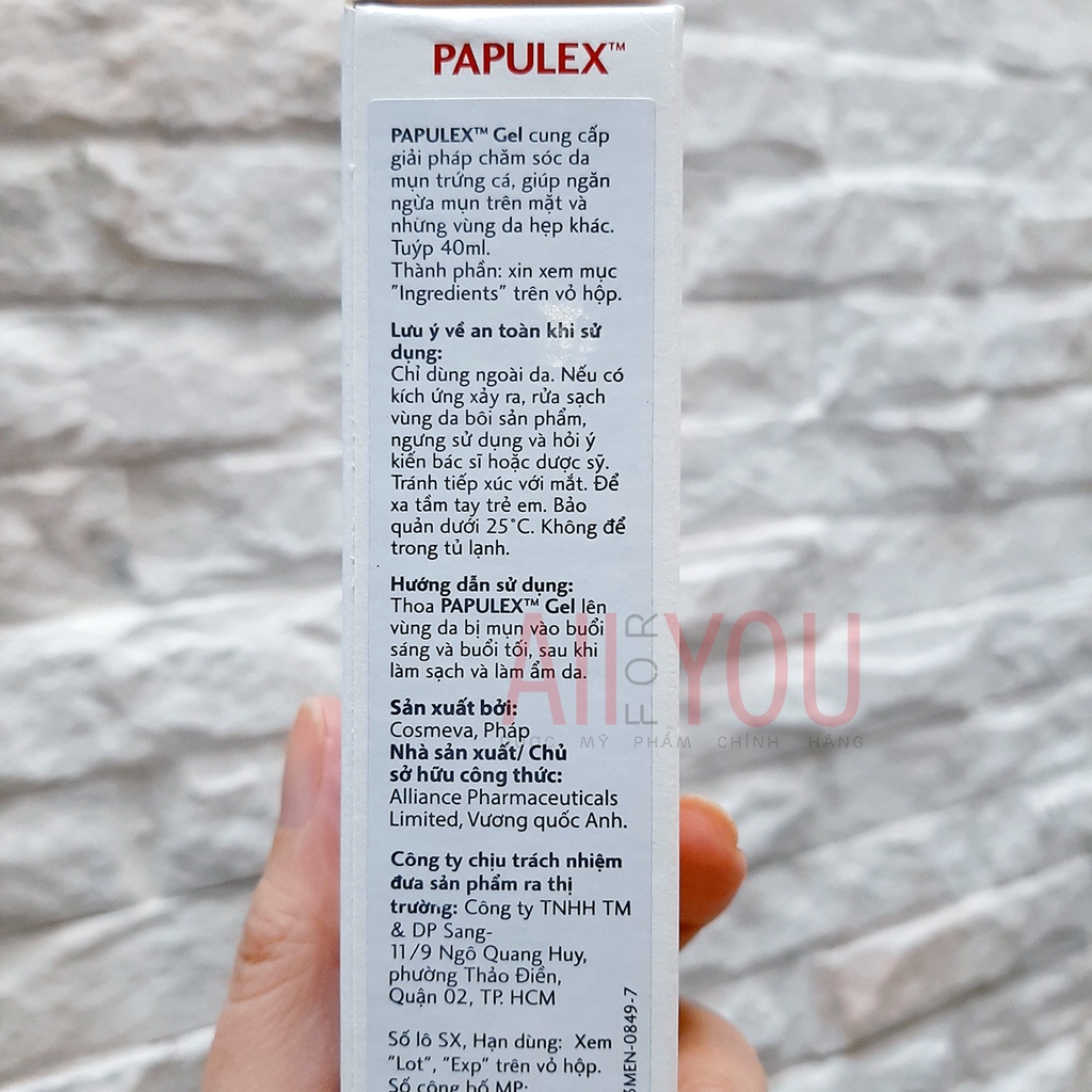 PAPULEX Gel For Localized Spots 40mL - Gel Dưỡng Làm Giảm Mụn Trứng Cá, Mụn Nội Tiết Tố.