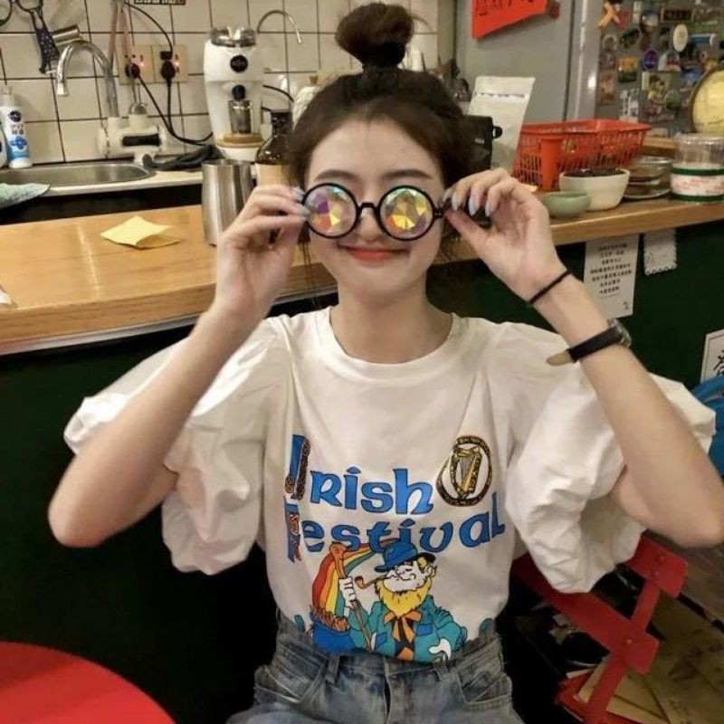 Áo phông  tay bồng Free size 40-55kg Quảng Châu