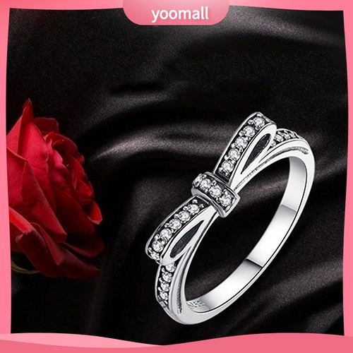 Yomall♡ Nhẫn HìNh Nơ ĐíNh Đá Vintage