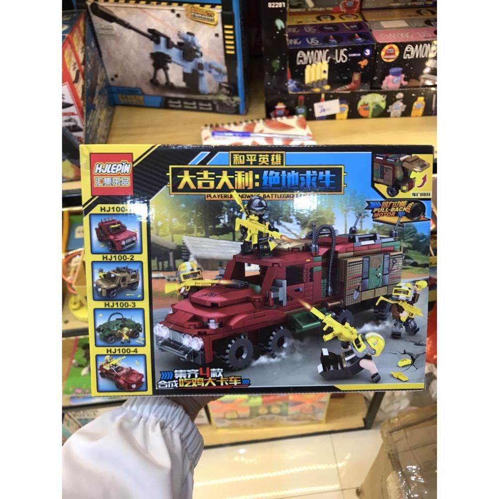 Bộ đồ chơi lắp ráp xe quân đội nhiều màu