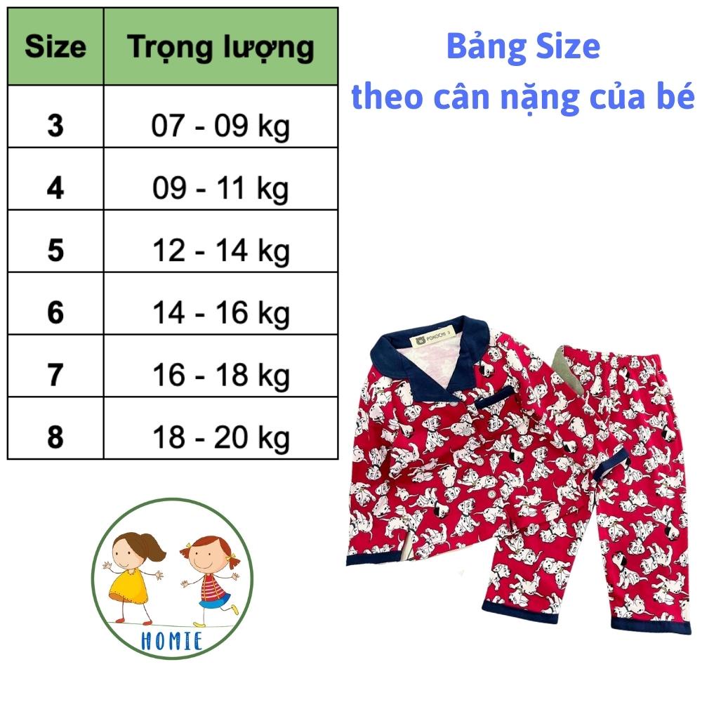 Bộ Đồ Ngủ Pijama Cho Bé Trai 9-21 Kg Set Quần Áo Dài Pizama Trẻ Em Cotton Dày Dặn In Hình Ô Tô Khủng Long Homie Kids