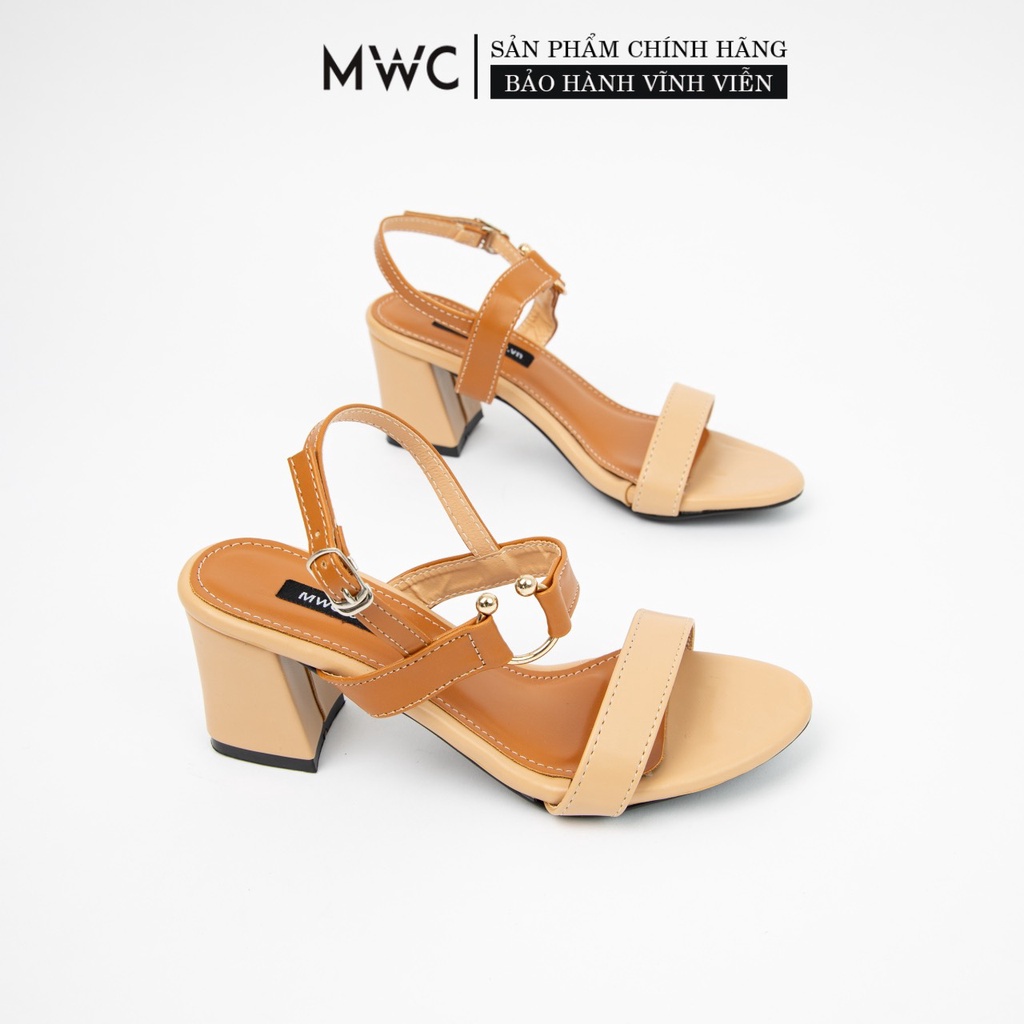 Giày Cao Gót thời trang MWC sandal cao gót quai ngang phối khóa cách điệu thanh lịch NUCG-4138