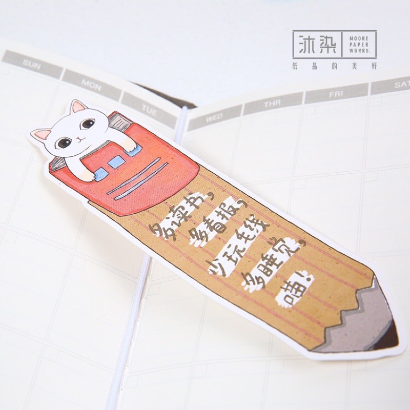 Hộp 30 bookmark cute đánh dấu trang sách hình Mèo Đọc Sách