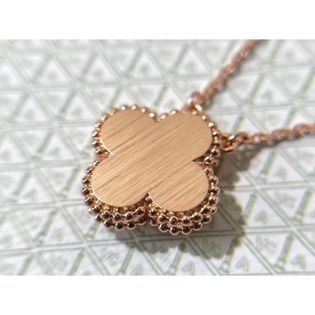 Dây Chuyền Mặt Cỏ Bốn Lá Đính Đá Hồng 18k Phiên Bản Giới Hạn Phong Cách Mới Năm 2021