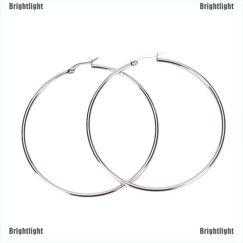 Khuyên Tai Tròn 2mm Bằng Thép Không Gỉ Mạ Bạc Thời Trang Dành Cho Nữ