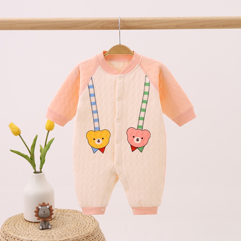 Body dài tay trần bông Áo liền quần cho trẻ sơ sinh 3-12 tháng SLTB10