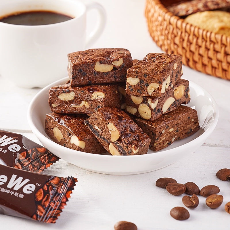 1 HŨ 80G KẸO NOUGAT VỊ CAFE - SOCOLA - ĂN VẶT