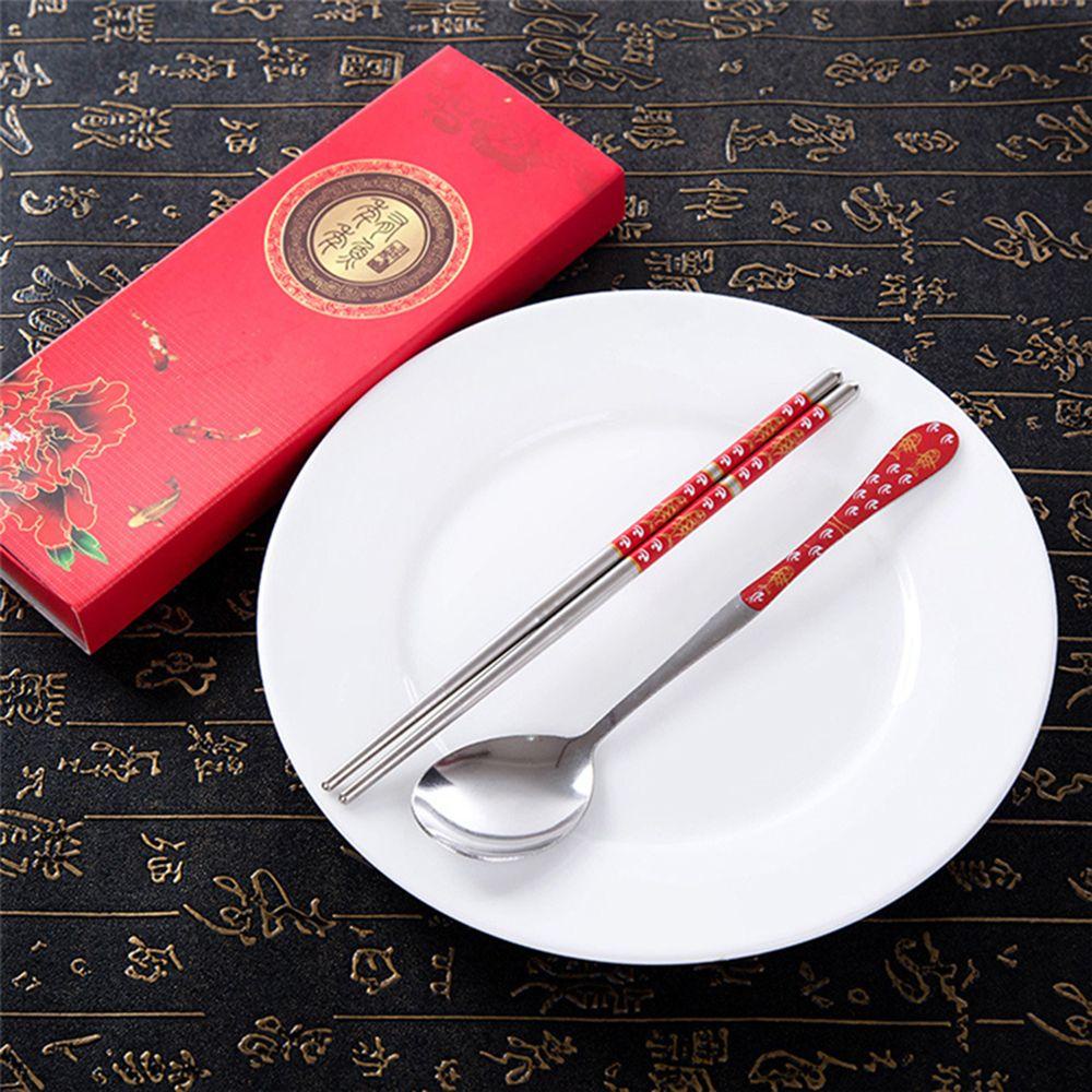 Bộ Đũa Muỗng Bằng Thép Không Gỉ Phong Cách Hàn Quốc