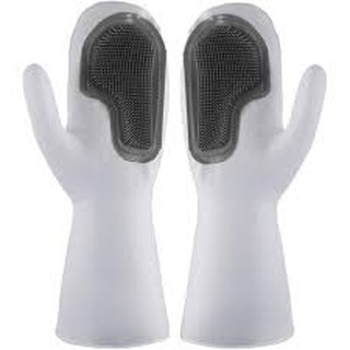 Găng tay rửa chén bát silicon 2 trong 1 tặng kèm miếng rửa - Găng tay silicon đa năng -Best Home n18
