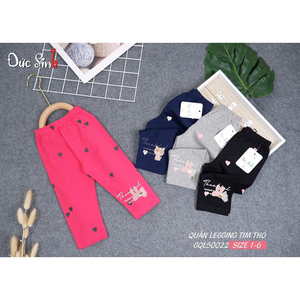 Quần Legging tim thỏ Đức Sinh cho bé💥HÀNG VIỆT NAM CHẤT LƯỢNG CAO💥100% cotton mềm mại