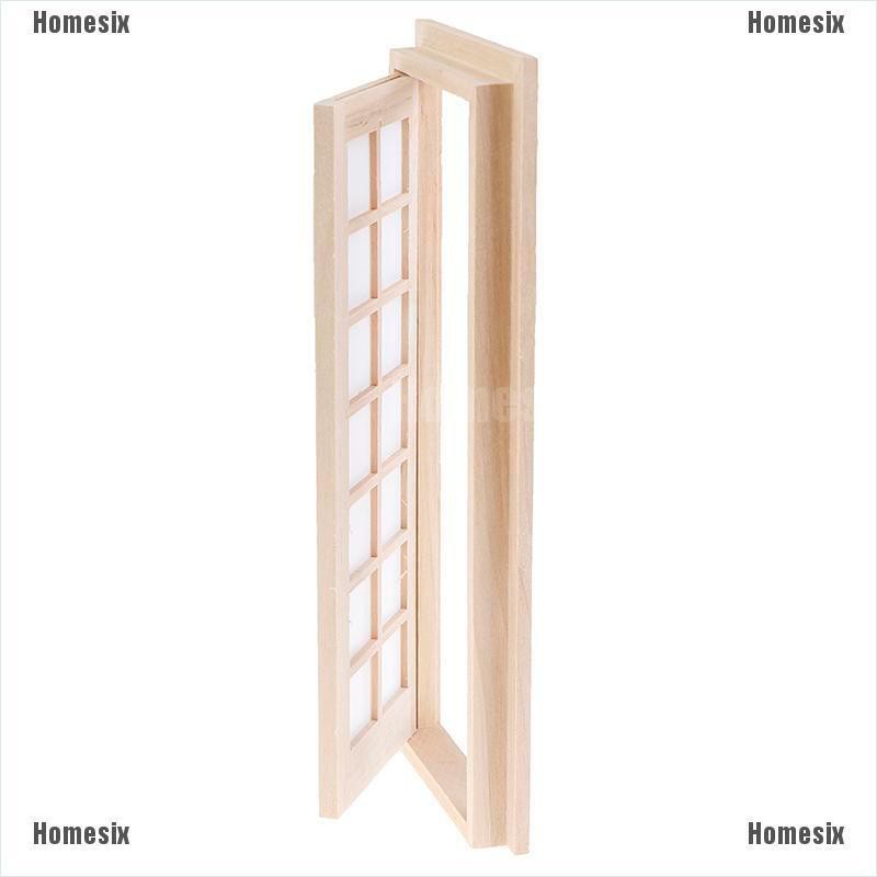 [HoMSI] 1:12 Dollhouse Miniatures Wood Door Unpainted 14-pane DIY Furniture Accessories SUU