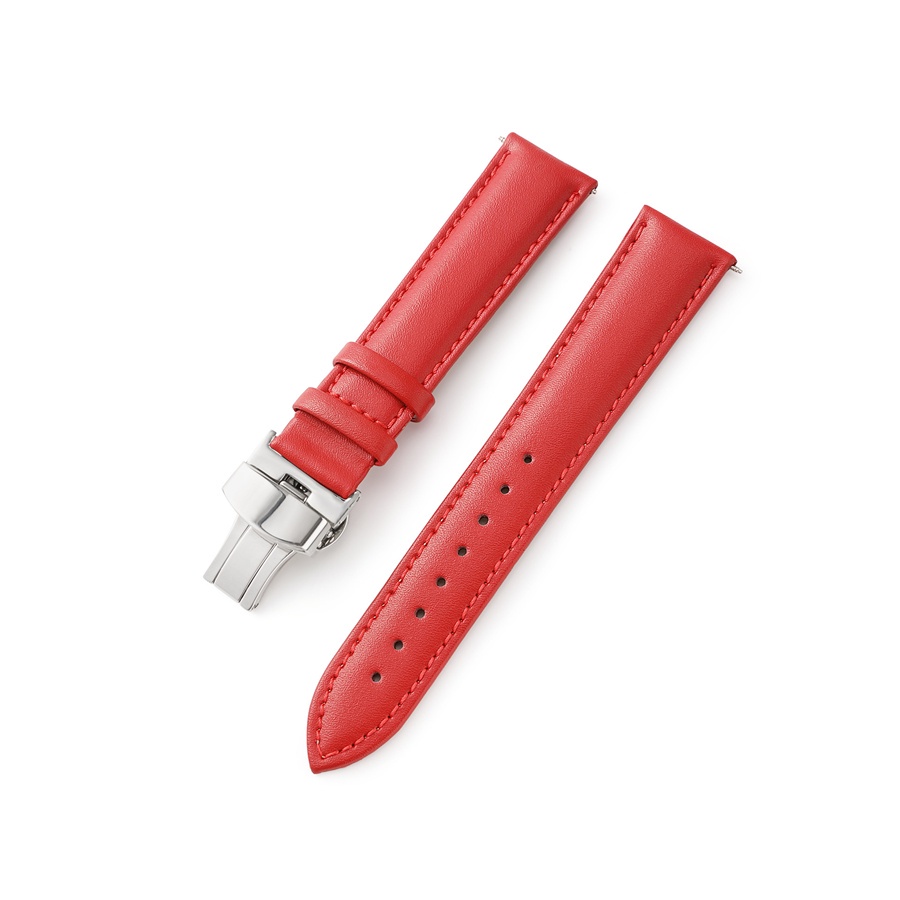 Dây Đeo Bằng Da Bò Thật Có Khóa Hình Bướm Kích Thước 12mm 14mm 16mm 18mm 20mm 22mm 24mm