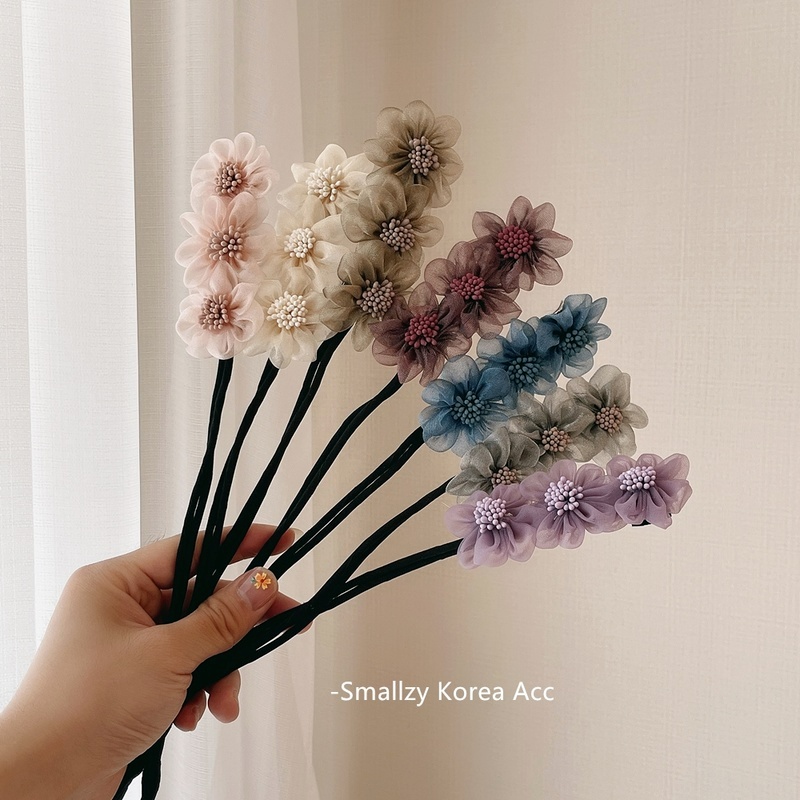 Dây Buộc Tóc Chiffon Đính Đá Hình Hoa Xinh Xắn