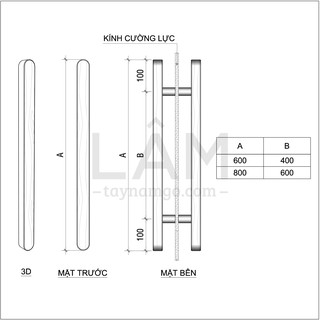 Tay nắm gỗ cửa kính cao cấp