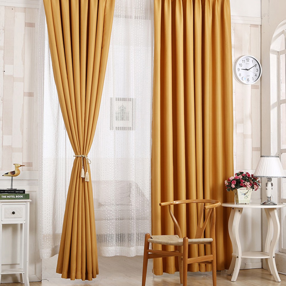 *Tre-home&amp;Living*Rèm cửa vải polyester màu trơn 100cm x 210cm kèm 4 móc sắt