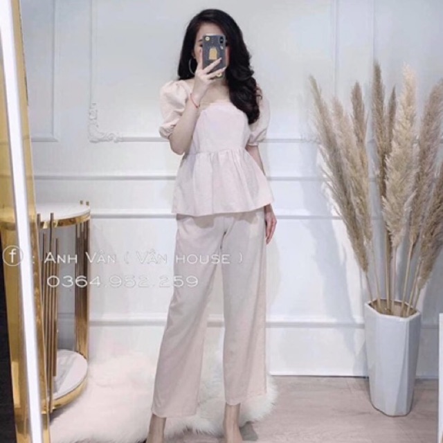 SET ĐŨI CỔ VUÔNG QUẦN LỬNG