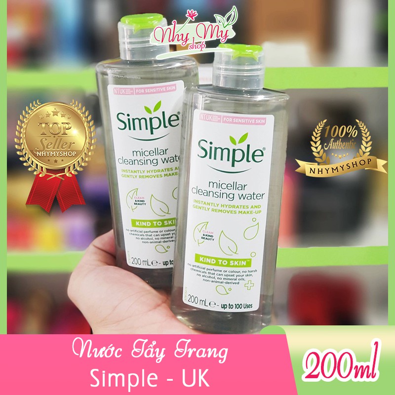 New - Nước tẩy trang Simple Kind To Skin Micellar Cleansing Water 200ml