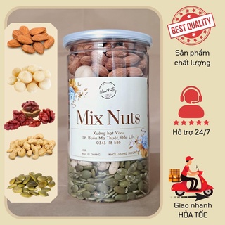 Mix 5 loại hạt dinh dưỡng cao cấp - Óc chó đỏ, macca, hạnh nhân, điều, hạt bí